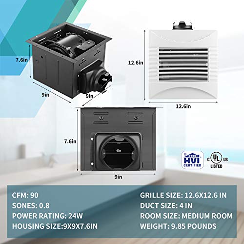 Tech Drive Super-Quiet 90 Cfm, 0.8 Sone Bathroom Ventilation And Exhaust Fan (90Cfm) #TOP1