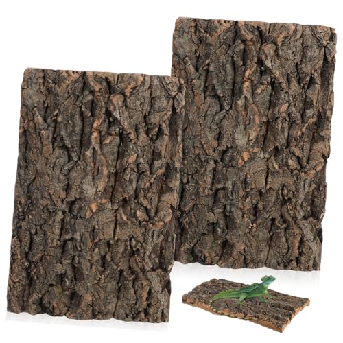 CIYODO 爬虫類用コルク樹皮クライミング装飾 2個パック フトアゴヒゲトカゲ水槽造園 水族館用 天然爬虫類テラリウム装飾 壁掛け 魚 ガーデンオーナメント