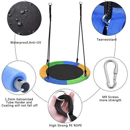 Image of Multicolor Swing 40 Inch 85 kg Load Capacity Fabric Includes Hanging Kit for Kids Outdoor Indoor Heavy Duty Safe Durable Swing