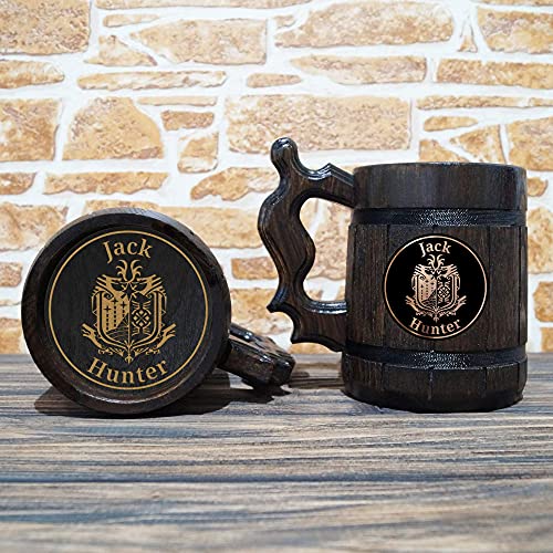 Mhw Beer Mug, 22 Oz, Mh Beer Stein, Gamer Gift, Personalized Wooden Tankard, Custom Gift For Men, Gift For Him #TOP4
