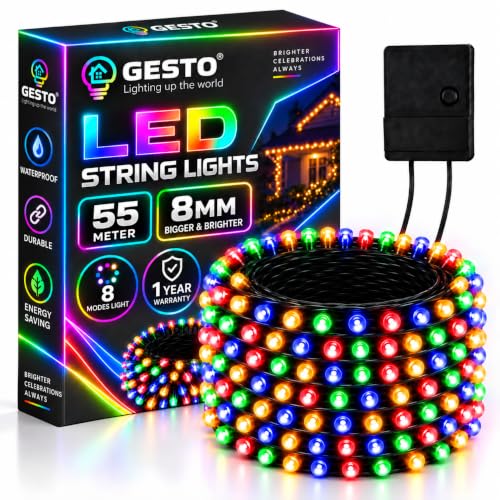 Gesto 55 Meter LED String Lights –Multicolor 8mm Big Led Fairy Li...
