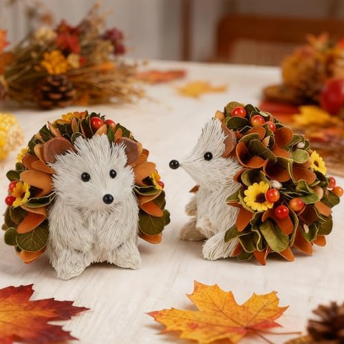 Glintoper Fall Decoration for Home, 2 Pack Thanksgiving Straw Hed...