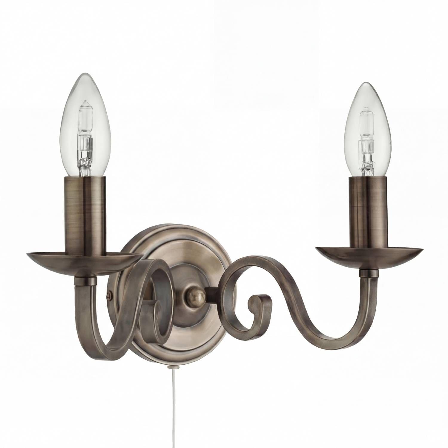 Licht-Erlebnisse Rustikale Wandleuchte in Gold Antik 2xE14 bis zu 60 Watt 230V aus Metall Schlafzimmer Wohnzimmer Esszimmer Lampe Leuchten innen