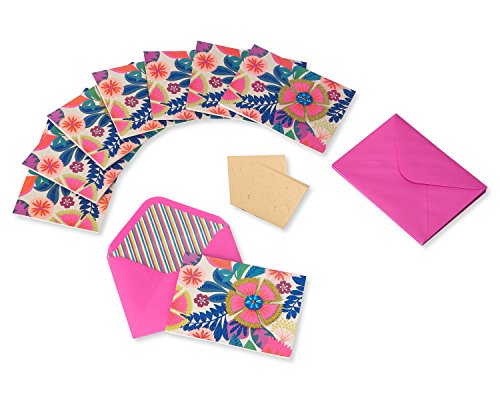 Image of Papyrus Blank Cards with Envelopes, Bright Flowers with Glitter (8-Count), 5691409
