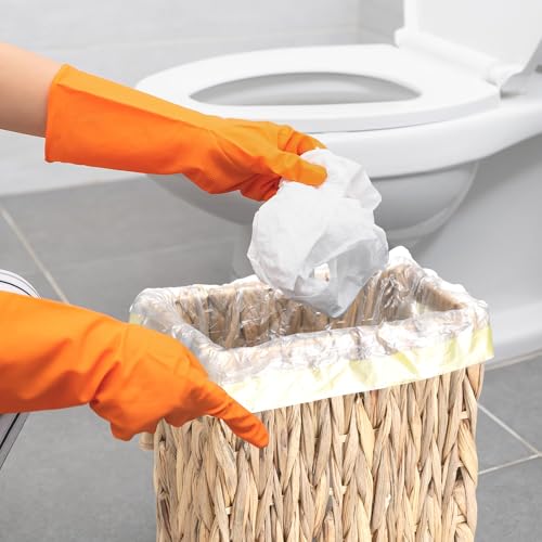Image of Vesici 3 Gallon Wicker Trash Can with Lid for Small Bathroom Tall Narrow Natural Water Hyacinth Handwoven Waste Basket with Handles Decorative Small Woven Garbage Can for Bedroom Kitchen Office
