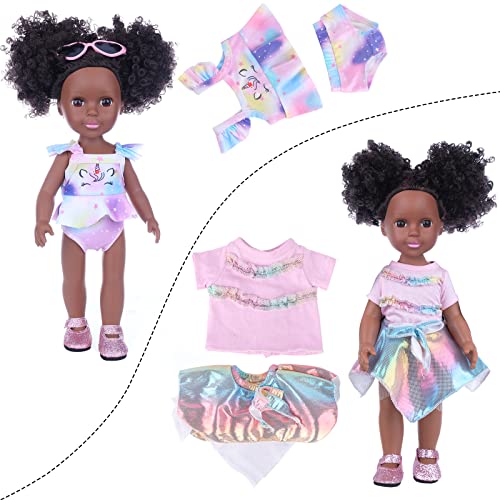 Muñeca negra de silicona con accesorios temáticos unicornio miniatura 3