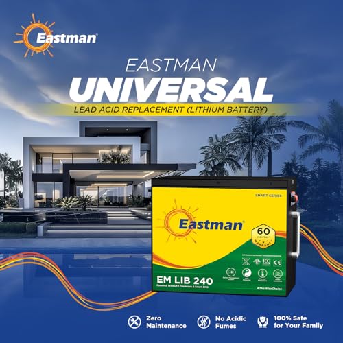 Image of Eastman EM LIB 240 Smart Lithium-Ion Inverter Battery 12.8V 150Ah for Home, Office & Shops | Universal Compatible | Lead Acid Replacement | Zero Maintenance | Fast Charging | 5 Years Warranty