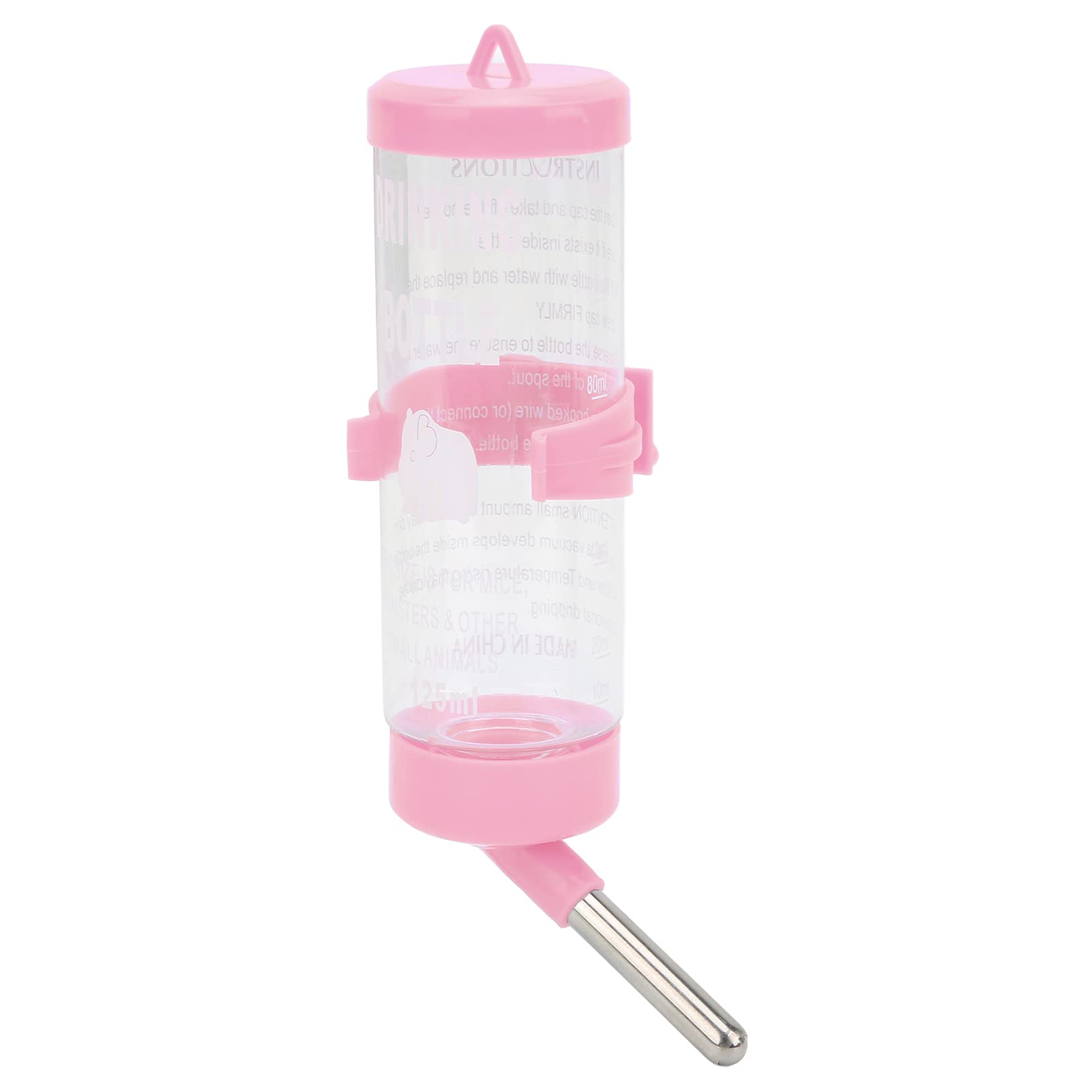 Hamster Water Bottle, Drip Free, Small Animal Water Bottle, Water Dispenser for Hamsters, Hedgehogs, Guinea Pigs, Ferrets, Rabbits and Other Small Animals (125ml)