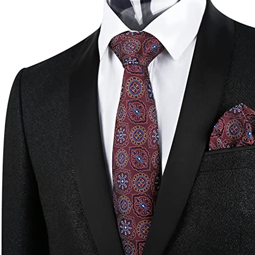 Image of Alizeal Mens Vintage Solid Plaid Tie with Pocket Square 3.15inches Necktie Set