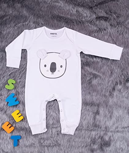 Image of 100% Cotton Animal face Print with 3D ears Rompers Sleepsuits Jumpsuit Night Suits for Infants Newborn Baby Boys & Girls