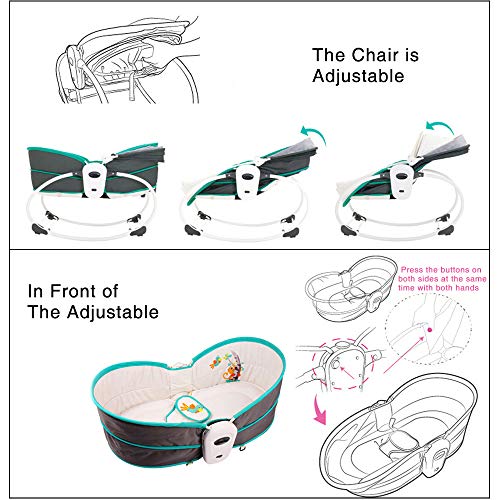 Innotic 5 in 1 Baby Cradle Portable Baby Swing Bassinet for Newborns, Jumpers and Bouncers Baby Chair for Infants, Travel Bassinets for Babies, Baby Bed Toddler Swing Rocking Chair for Nursery.(Green) - Thumbnail 3