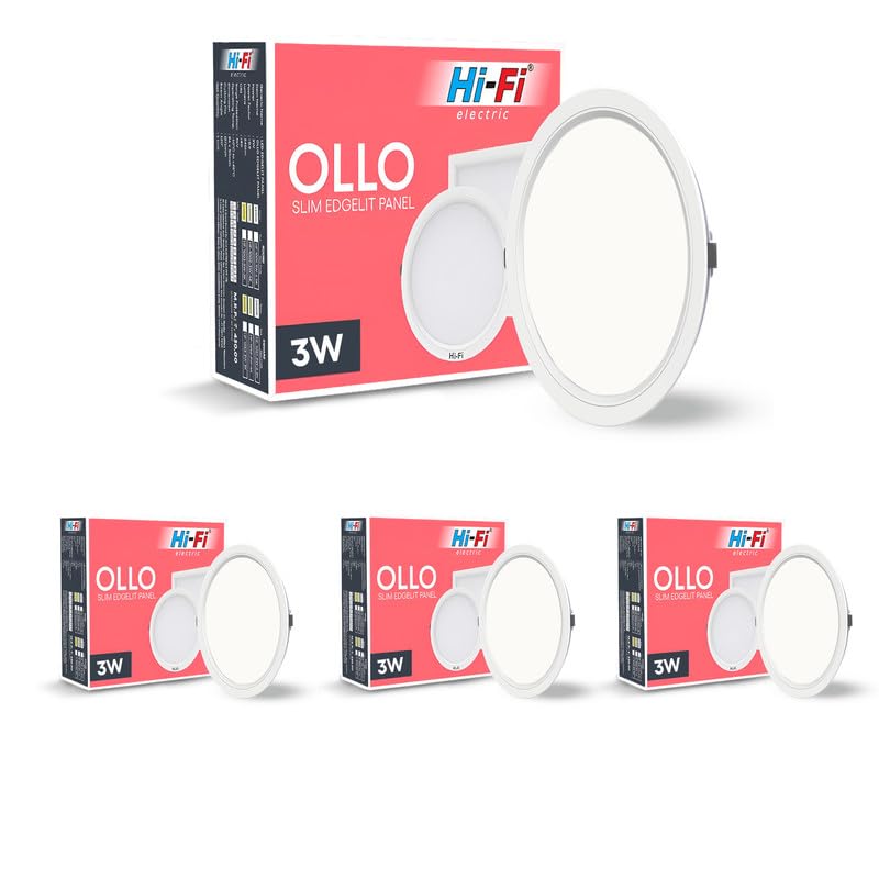 Image of Hi-Fi OLLO Polycarbonate 3-Watt Round Led Downlighter| Recessed Led Downlight|Led Ceiling Light for Home and Hall|Cut Out: 68 mm, Color: Natural White (4000K) Pack of 4