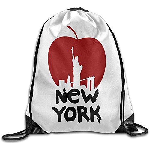 BOUIA Big Apple Bundesstaat New York Schulter Kordelzug Rucksack Schnur Taschen Schulrucksack Turnhalle Handtasche 36X43CM