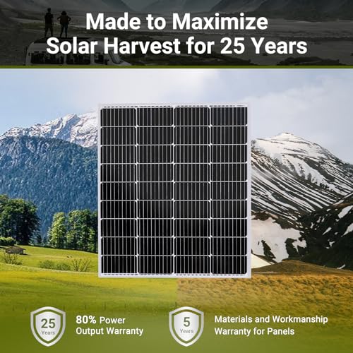 HQST 100 Watt 12V Monocrystalline Solar Panel High Efficiency Module PV Power for Battery Charging Boat, Caravan and Other Off Grid Applications 31.8 x 27.5 x 1.18 in (New Version) - Thumbnail 5