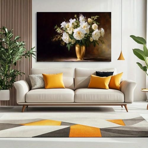 Nature morte luxueuse ZXBNNN rose blanche sur toile haut de gamme pour chambre