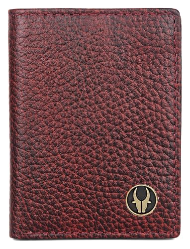 Image of WildHorn RFID Protected Genuine Leather Wallet for Men I 4 Card Slots I 2 Slip Pockets I 1 Currency Compartment (Maroon)