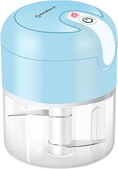 EASYSPEED Electric Garlic Chopper 1Cup, Mini USB Charging Wireless Food Processor with 304 Stainless Steel, 2 Sharp Blades, Portable Kitchen Meat Grinder for Onion, Garlic, Ginger, Baby Food