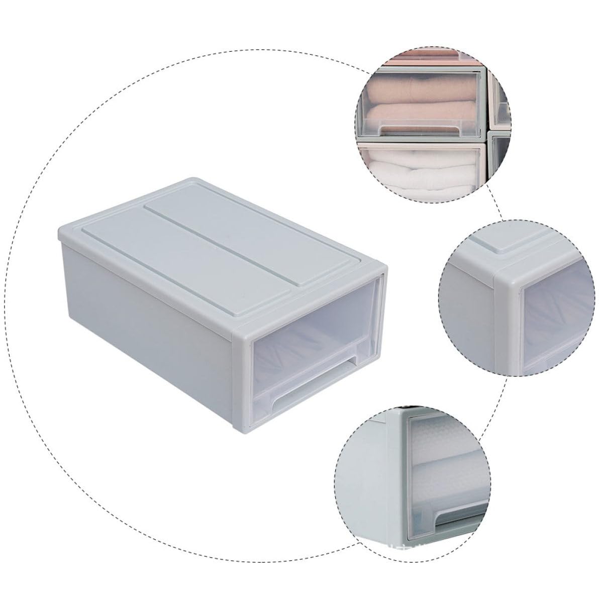 Plastik Schubladen Aufbewahrungsbox Stapelbar, Transparent 37x25x14 CM