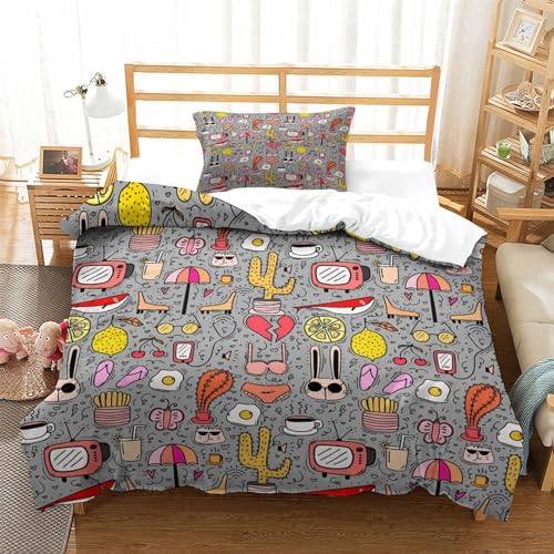 Housse de couette 3d imprimé lapin lunettes soleil avec taies microfibr