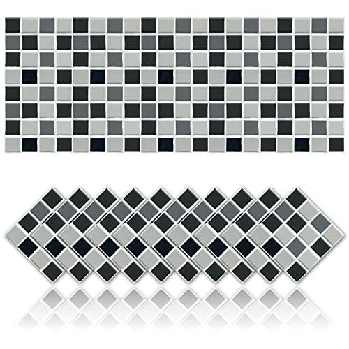 Cendray Lot de 20 autocollants pour carrelage, anti-huile imperméables en PVC, décoration de style mosaïque de cuisine, autocollants pour salle de bain,...