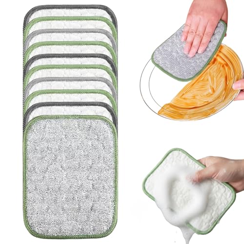 SMELEYOU Paño de Cocina de Alambre antiarañazos, 10 Uds., Trapos de Cocina Multiusos de Doble Cara para Fregar y secar