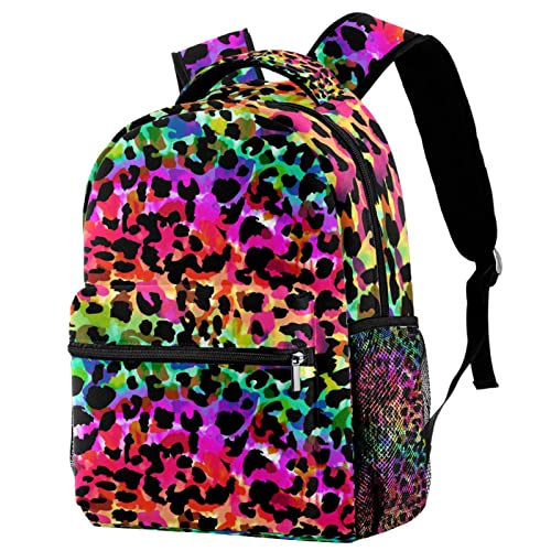 Sac à dos léger léopard pour livre d'école fille garçon rigide