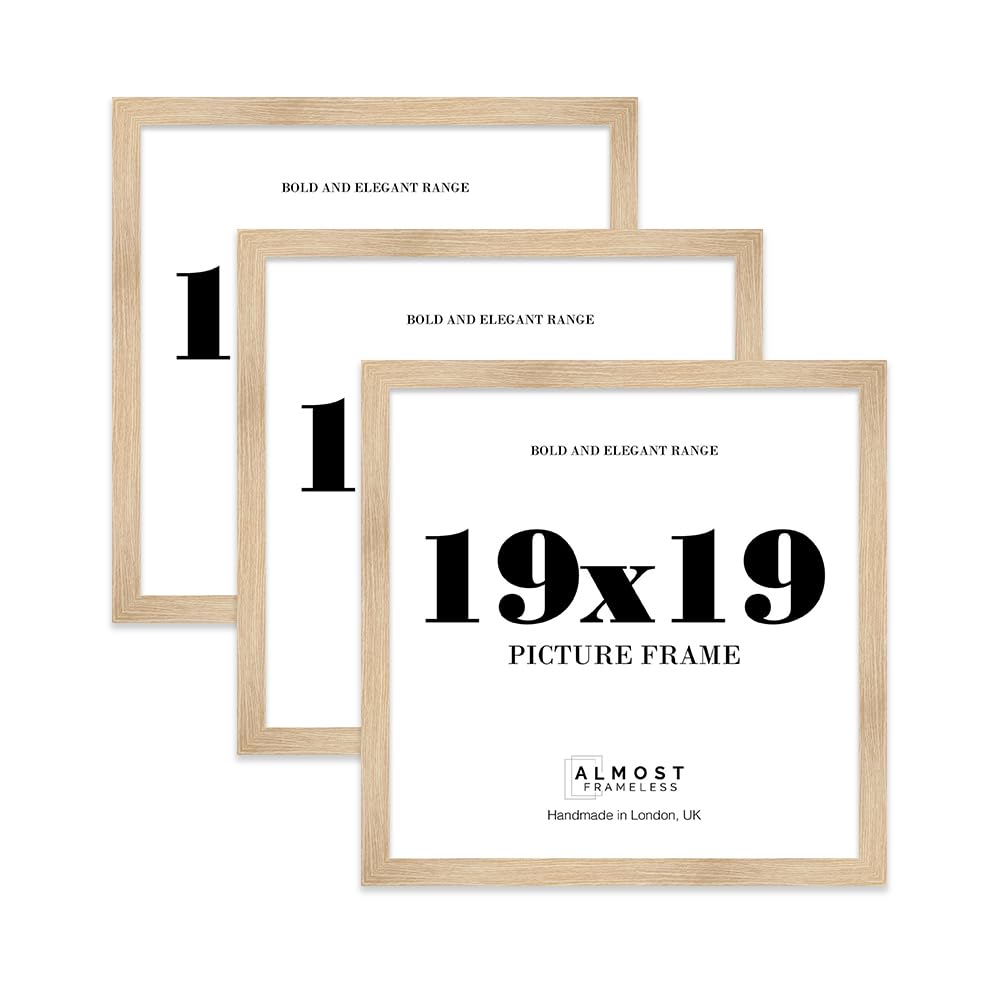 19x19 Photo Frame, Display 19x19 Pictures (22.9 x 15.2cm) Picture Frame for wall Display - Oak - 3 Pack
