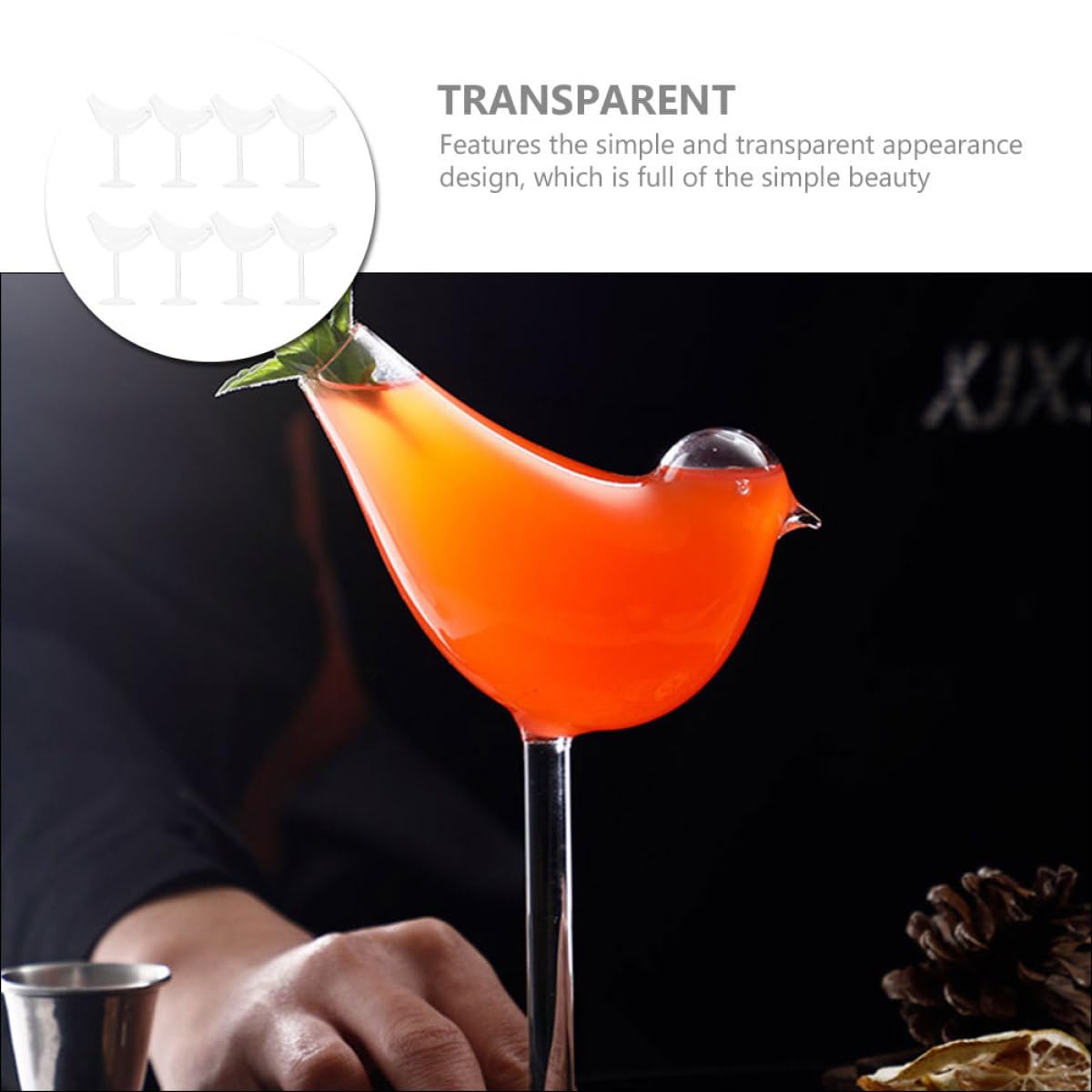 8stücke Teiliges Vogelglas in Goblet form aus Hochwertigem Glas Geeignet für Zuhause Bar Party Hotel Stilvolle Trinkgläser für Wein Brandy und Cocktails