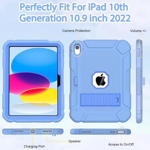 Étui iPad 11e/10e génération antichoc bleu avec béquille