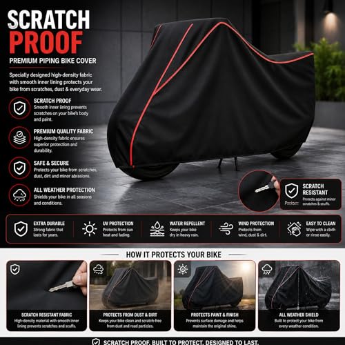 Image of My NEW Covers 100% Water Resistance Apache RTR 160 Bike Cover | Taffeta Body Cover for Rain & Sun | UV Protection, Dustproof, Scratch Resistant, Windproof, Heat Resistant, Vehicle Specific Fit