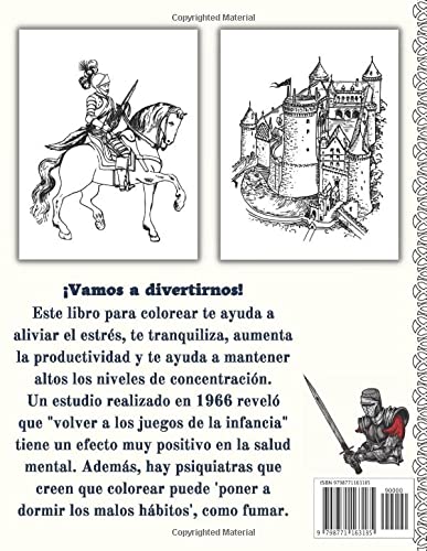 Miniatura 2 de Caballeros Medievales Libro Para Colorear Para Niños y Adultos Historia Castillos, Dragones, Armaduras y Personas Alivio del Estrés