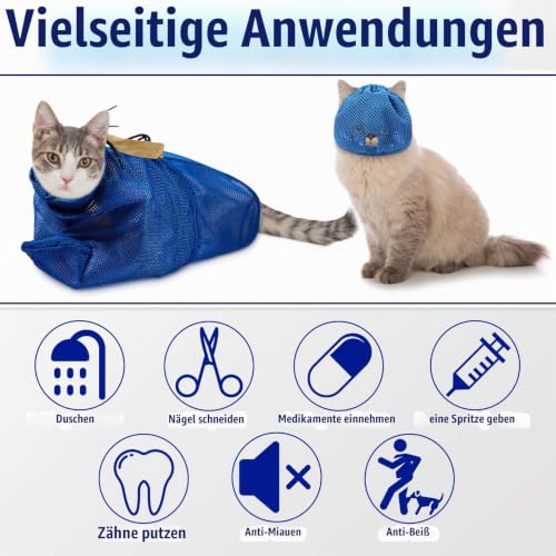 Weewooday 2 Katze Pflege Mesh Tasche, Katzenmaulkorb Maulkörb für Katzen