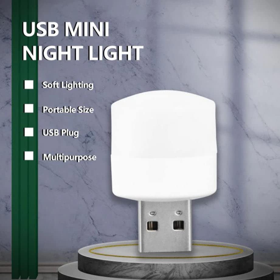 Gambit Mini Portable Small USB LED Night Lamp, Plug in Led Nightlight for PC, Car Bulb, Indoor, Outdoor, Camping, Reading, Sleeping - Set of 6 (White Color) 3