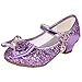 mama stadt Scarpe Principessa Bambina Scarpe Bimba Tacco Scarpe Glitterate Tacchi Ragazza Scarpe Cosplay Principessa con Paillettes Scarpe Eleganti Bambina per Cerimonia Festa, Viola/ 29