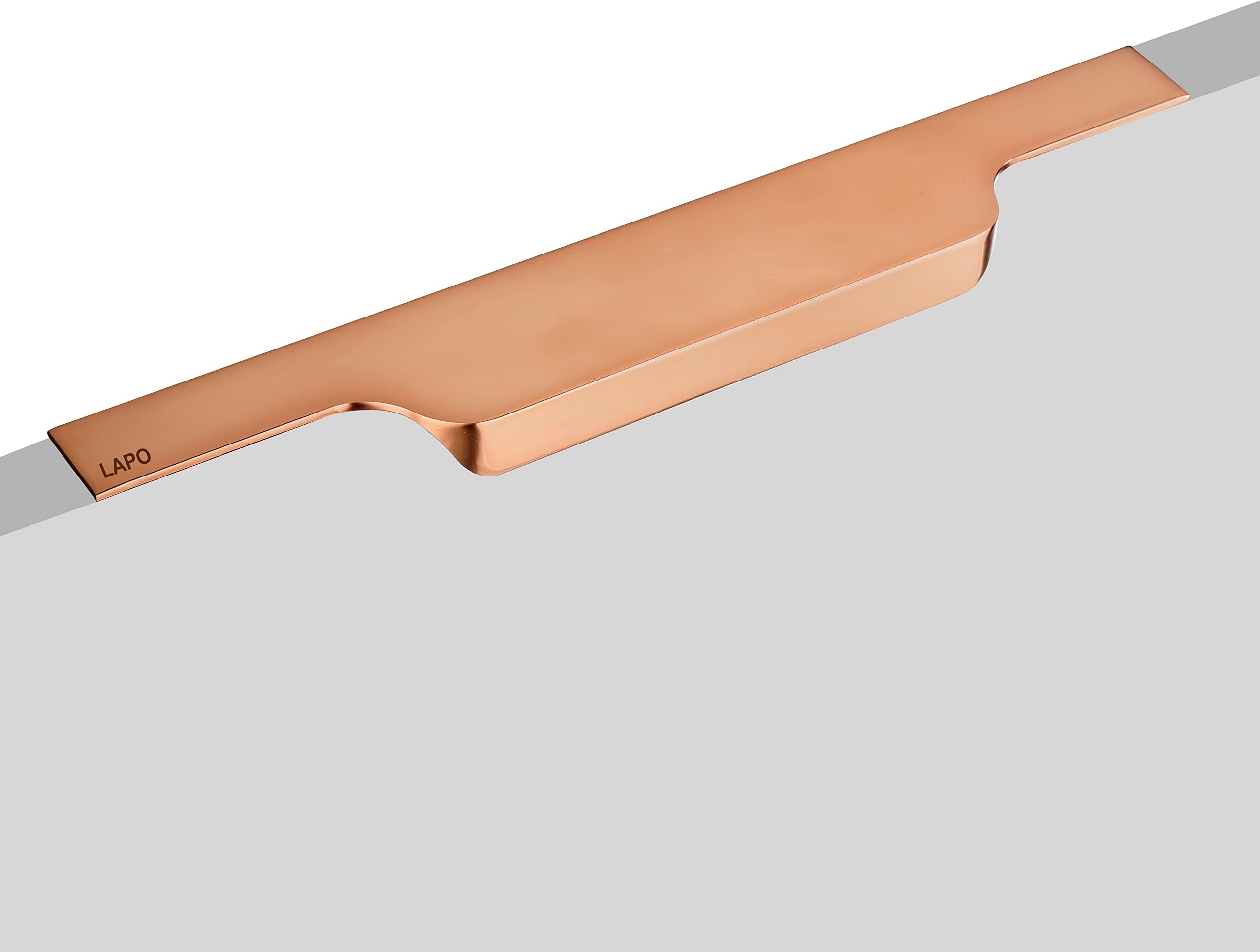 LAPO 5 Pack Exclusive 16 Inch Aluminum Kitchen Profile Handle, Drawer Handle for Kitchen, Cabinet Profile Handle, Wardrobe Pull Handle for Home, Hotel, Office (Rose Gold Finish, Pack of 5) P-002
