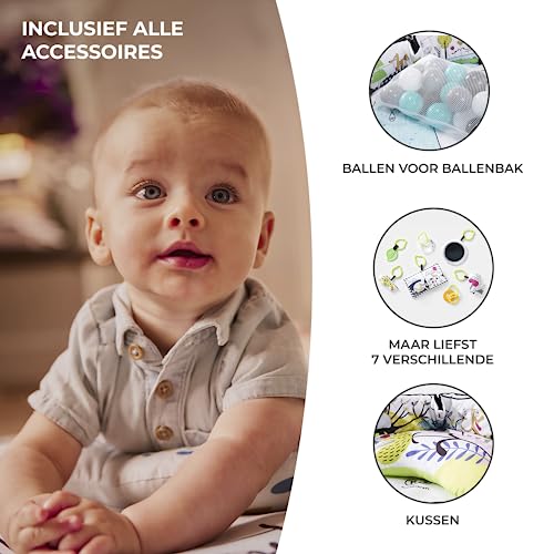 Kinderkraft speelmat SMARTPLAY, speelkleed, educatieve mat, met boxfunctie, tummy-time kussen, accessoires, hangende rammelaar, 5 speeltjes, 30 ballen, voor pasgeborenen, geschikt, meerkleurig - Afbeelding 5