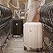 Joyway Luggage Sets 5 Piece PP Hardshell Carry on Suitcase, Travel Lightweight Carry-on with Double Spinner Wheels and TSA Lock, Beige Brown
