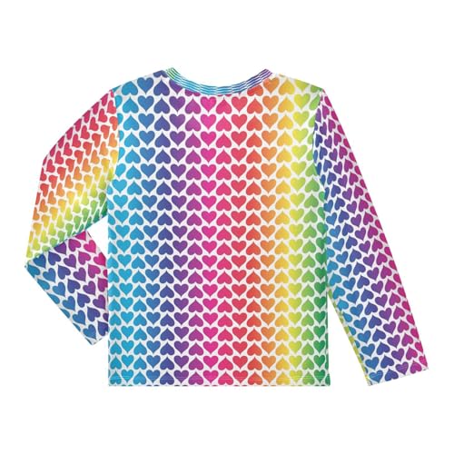Boys Rash Guard Swim Shirt Long Sleeve UPF+ 50 Sun Shirts Quick Dry Shirt Rainbow Love Hearts for Toddler Kids2