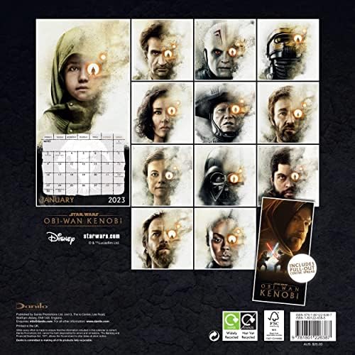 Danilo Promotions Limited Star Wars OBI-WAN Kenobi Calendar 2023 Square Wall Calendar Gift Present with Free Organising Stickers