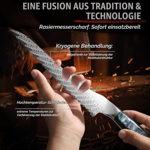 DRAGON RIOT Brotmesser mit Wellenschliff mit Resin-Griff & Scheide – Ansicht 6