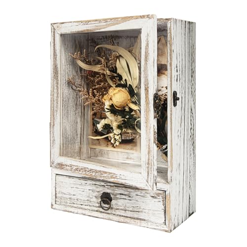 Eclare 8"X12" Shadow Box Frame With Drawer, 3.5" Deep Wooden