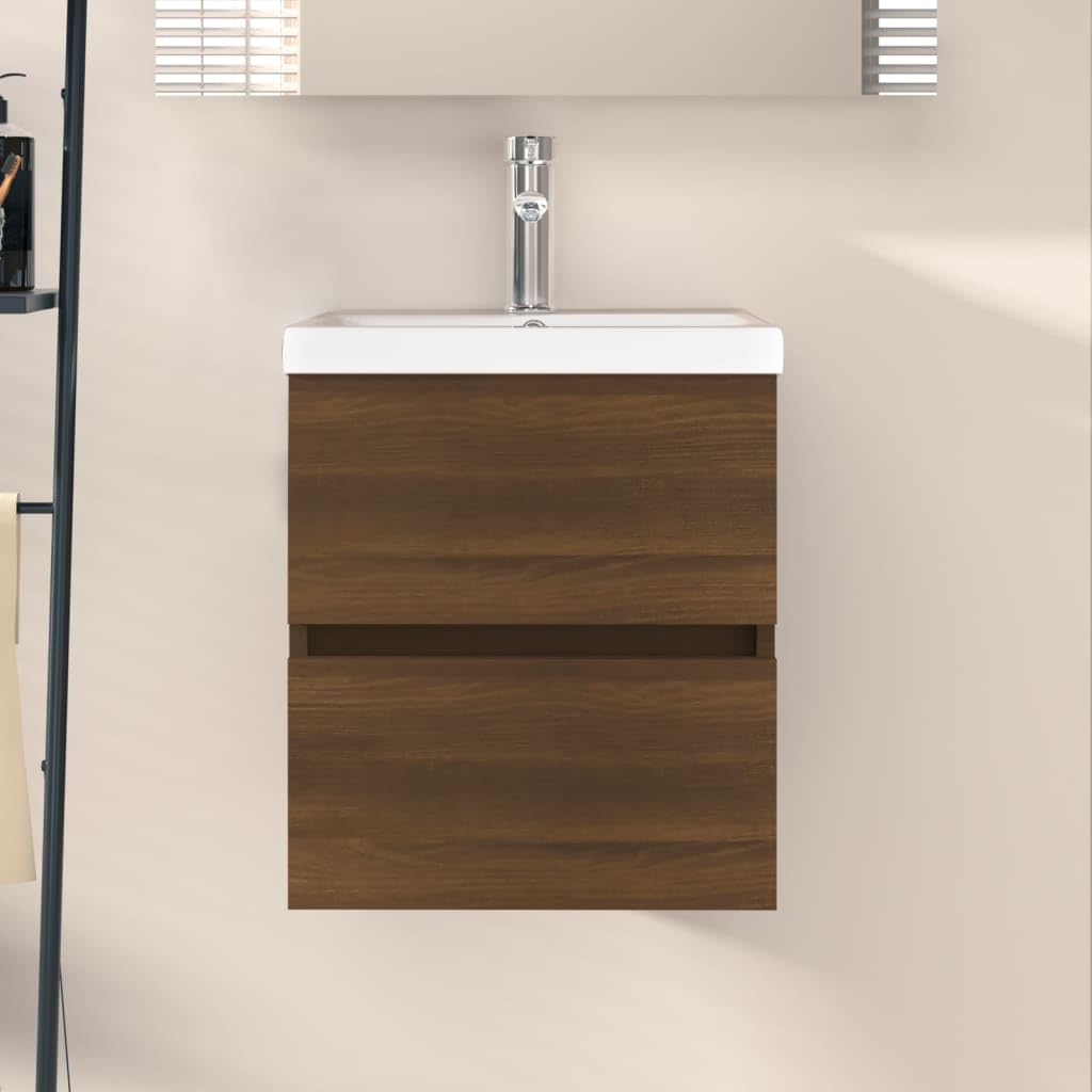 Muebles de baño de roble marrón con armario de lavabo de 41 x 38,5 x 45 cm
