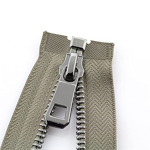 Mdingbao-Zippers 5# 35/45/55/65/75/85cm Open-end Auto Lock Platinum Plating Metal Zipper Use for Clothes Shoes Pocket Garment, Strong and Sturdy (Color : Khaki, Length : 75cm)