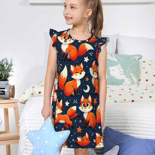 Augenstern Flutter Sleeve Nightgown Kawaii-Cute-Fox-Funny Soft Sleepwear Nightdress4