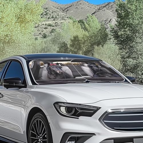 Image of Fashion Horse Print Sunshade Visor 2 PCS Car Windshield Sun Shade Easy Installation Foldable Automotive Interior Accessories for Sun Protection Sun Shade for UV Protection
