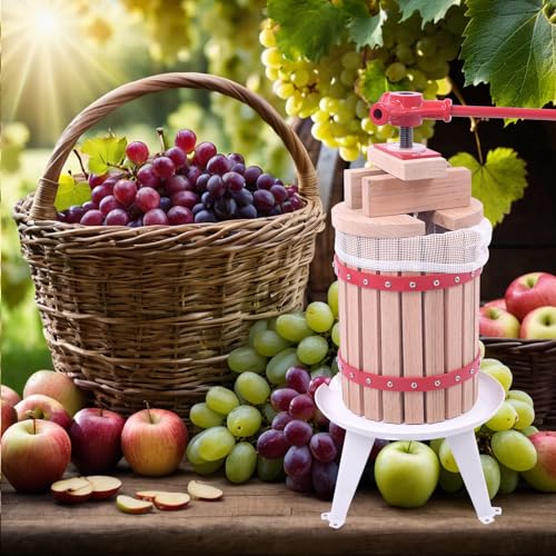 Miniatura 7 de Aufun Prensa De Frutas 6l De Madera De Haya, Incluye Paño De Prensa