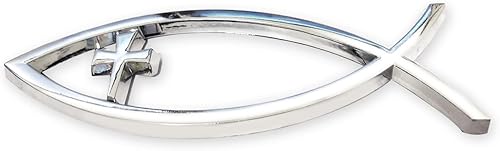 Miniatura 3 de Calcomanías cristianas de pescado de Jesús para automóvil, emblema de pez cristiano, calcomanías de automóvil de pez de Jesús, símbolo de plata