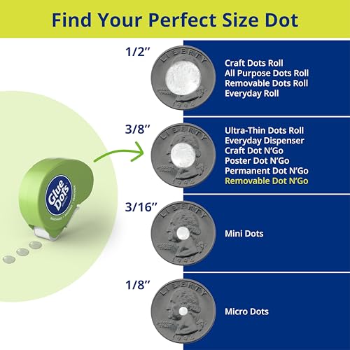 Glue Dots, Removable Dots Dot N' Go Dispenser, Double-Sided, 3/8", .38 Inch, 200 Dots, DIY Craft Glue Tape, Sticky Adhesive Glue Points, Liquid Glue Alternative, Clear - Image 5