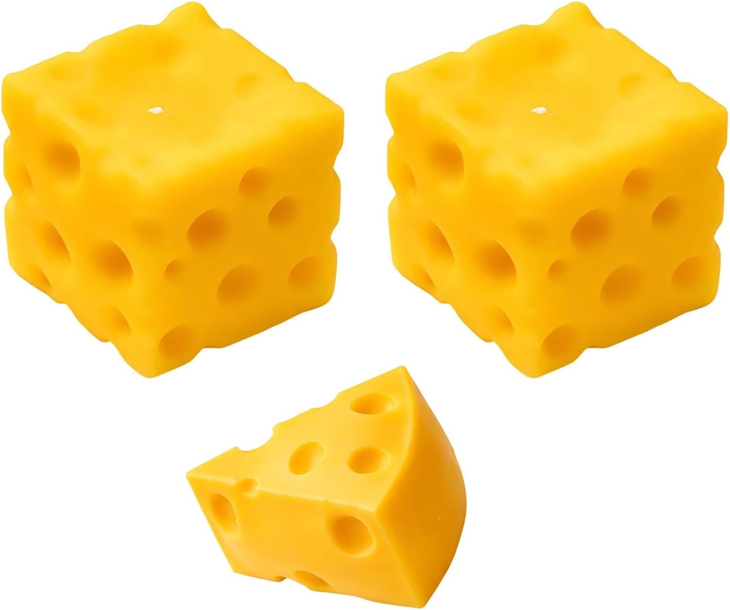 Cheese Squishy, Soft and Flexible Desk, Ideal for Office Use and Focus Enhancement, Includes One Triangular Cheese and Two Square Cheese Pieces