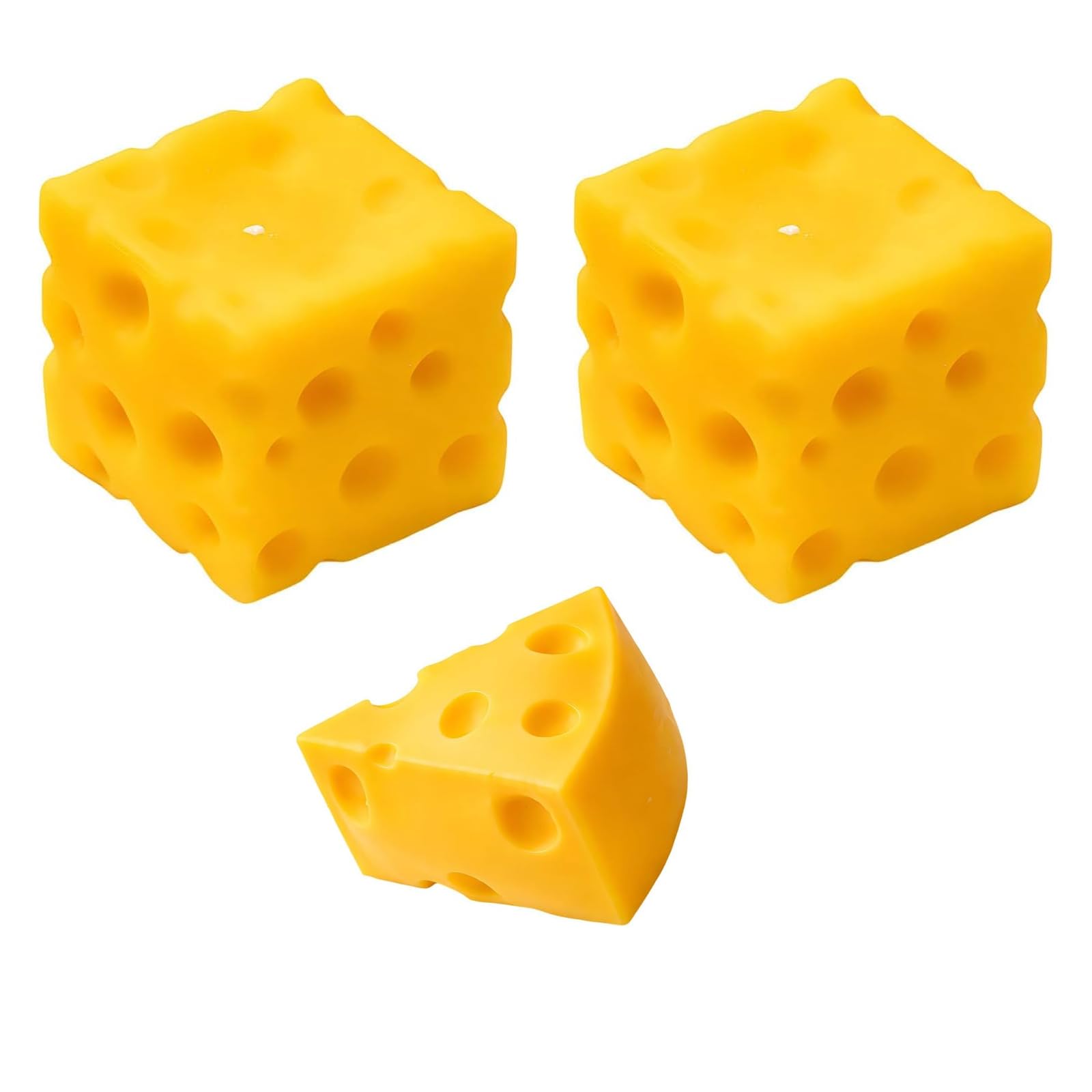 Cheese Squishy, Soft and Flexible Desk, Ideal for Office Use and Focus Enhancement, Includes One Triangular Cheese and Two Square Cheese Pieces